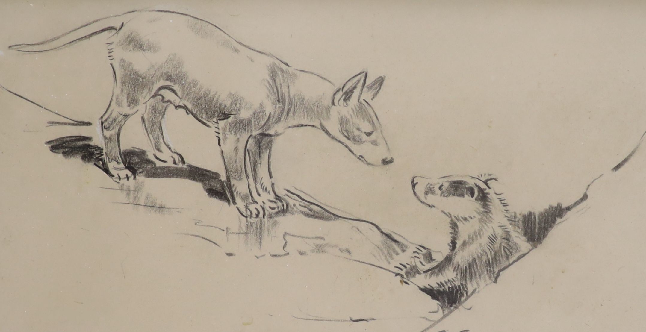 Eileen Alice Soper (1905-1990), two original pencil illustrations for the book ‘Bully and the Badger’ by Wickham Malins, initialled, 9 x 16.5cm, sold with a copy of the book